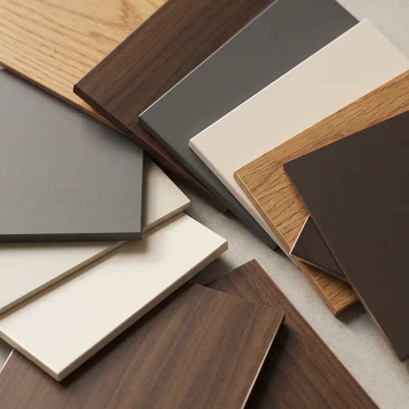 Laminate finish swatches fanned out